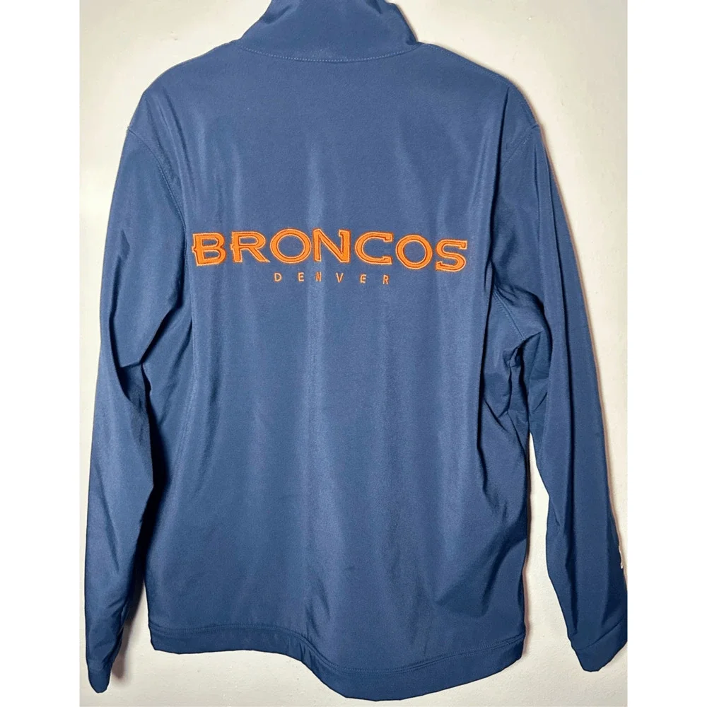 Denver Broncos NFL Full Zip Soft Shell Blue & Orange Embroidered Jacket Sz L - Picture 8 of 11